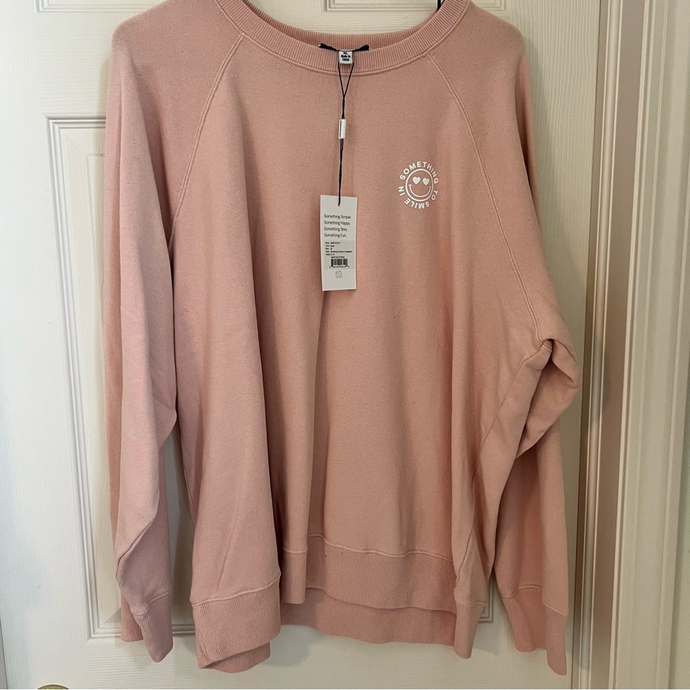 Something Navy crewneck sweatshirt pink NYC NWT